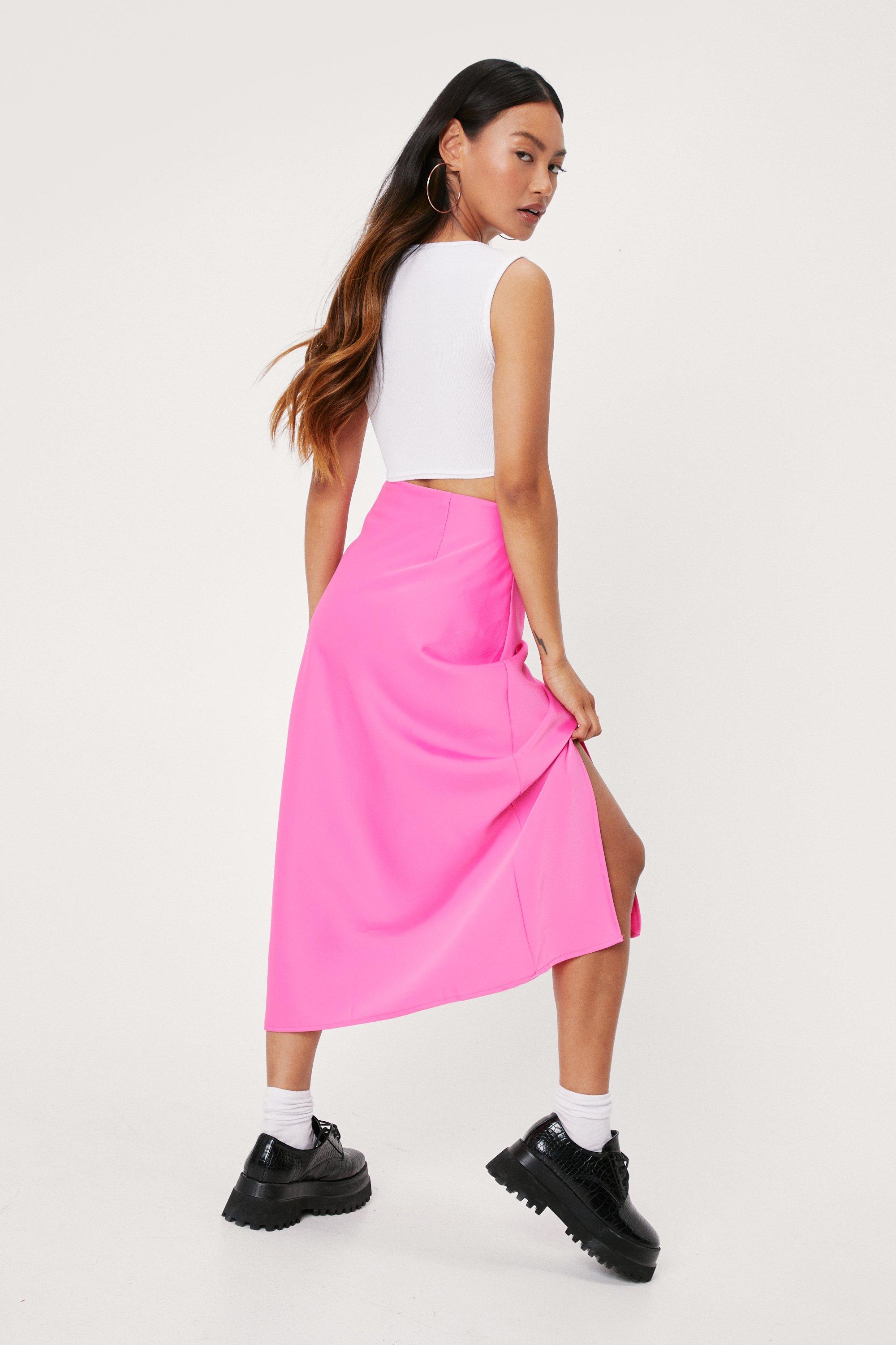 Nasty gal pink midi skirt sale